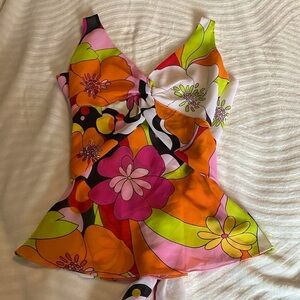 Cute floral tie tank